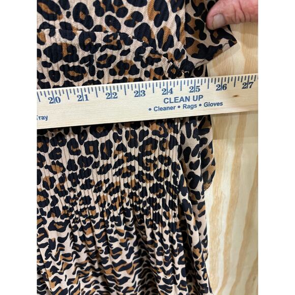 Catherines Plus Size 3X Tunic Top – Leopard Print, Pleated, Flutter Sleeves - Picture 4 of 7